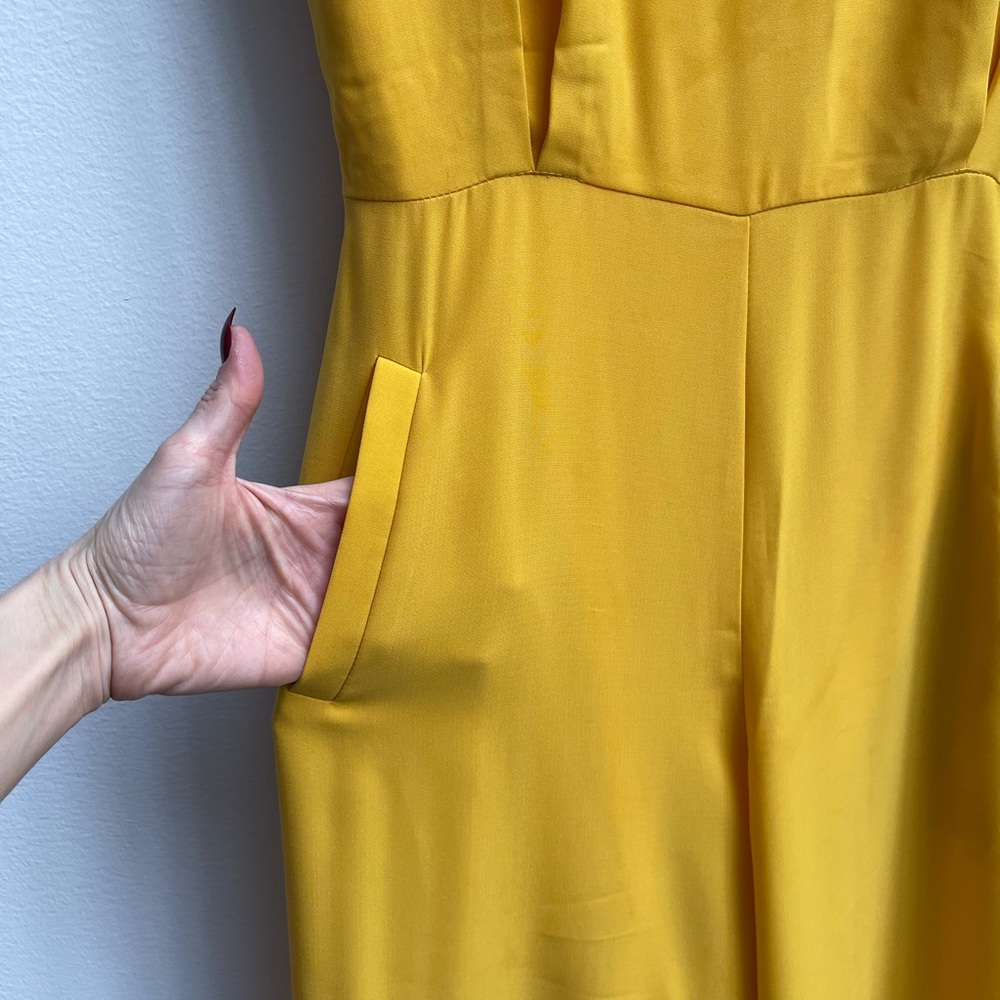 NWOT bright yellow wide straight leg Jumpsuit - Picture 3 of 6